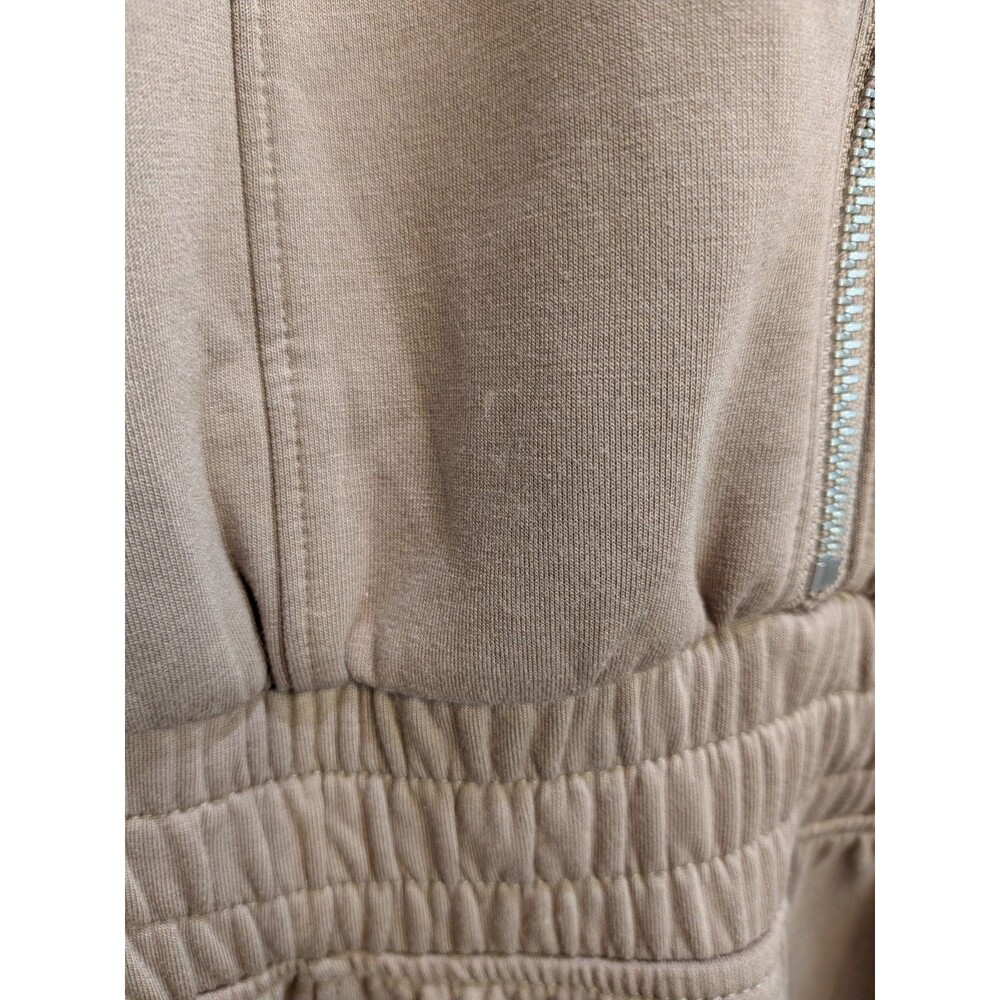 YPB neoKNIT Brown Sleeveless Zip Jumpsuit M Elastic Waist Pockets Tapered - Picture 4 of 11